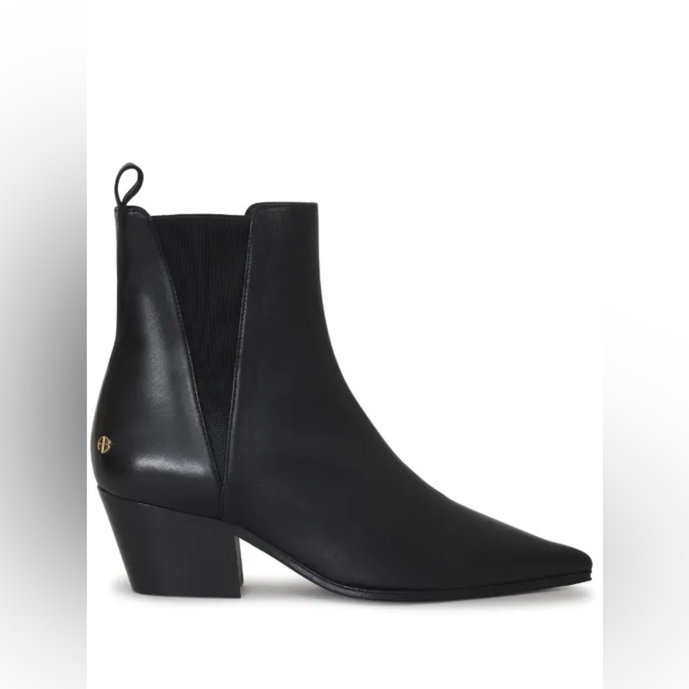 Anine Bing Sky Leather Ankle Boots Black Size EU40